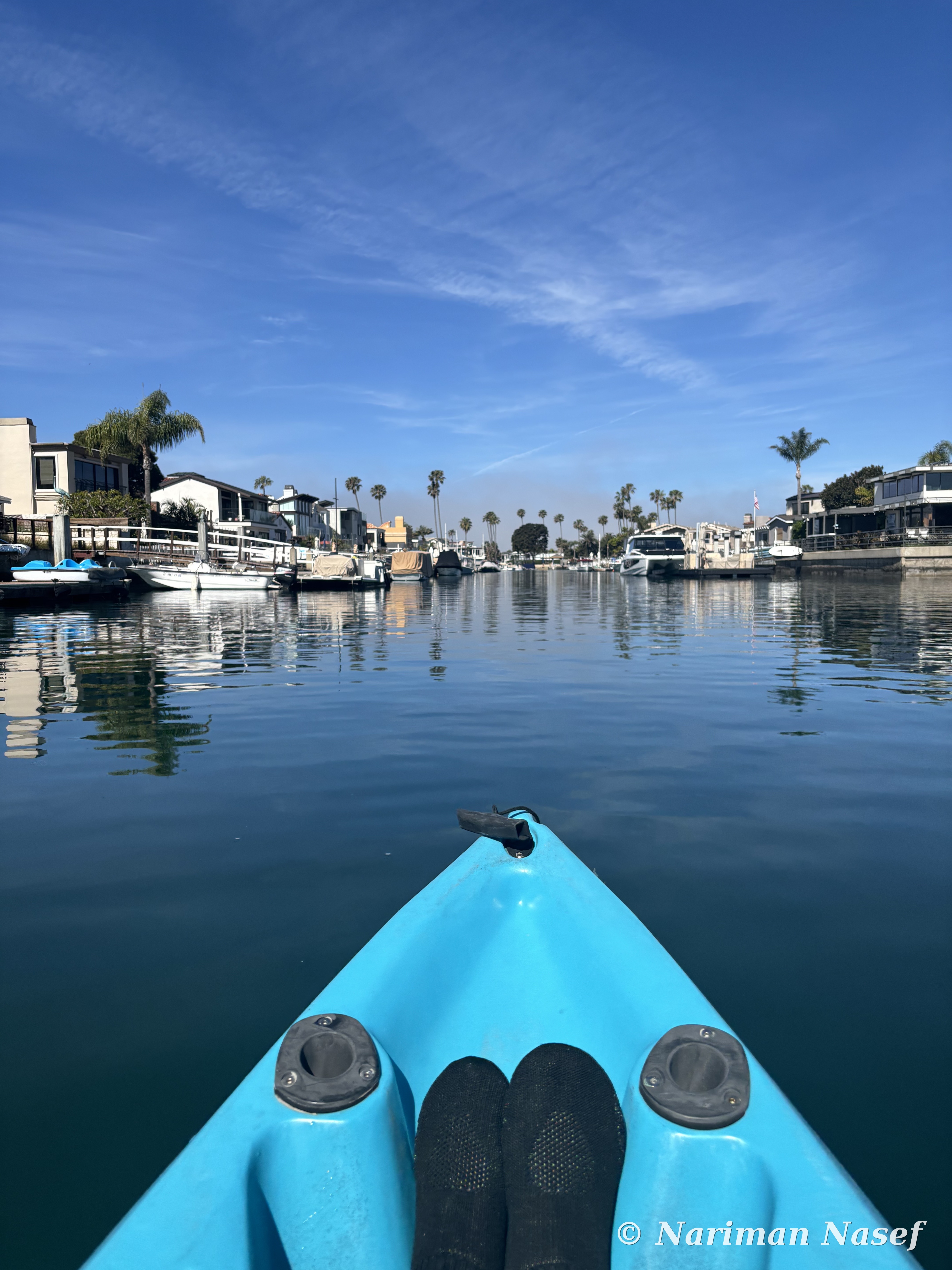 Kayak view through a Southern California canal